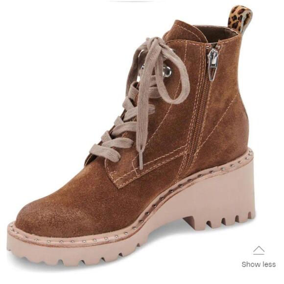 New Hinto Studded Lace-Up Bootie DOLCE VITA Dk Brown Suede 10 M - Picture 5 of 7